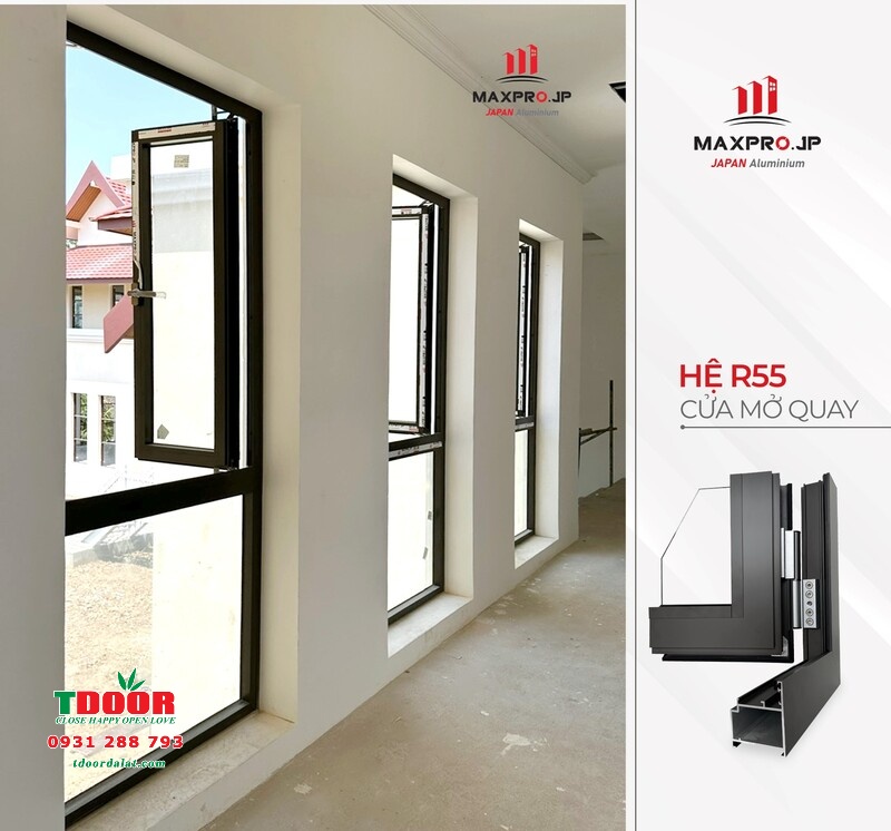 Cửa sổ mở quay nhôm MaxPro hệ 55